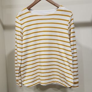 Croft & Barrow White Tee with Mustard Stripes
